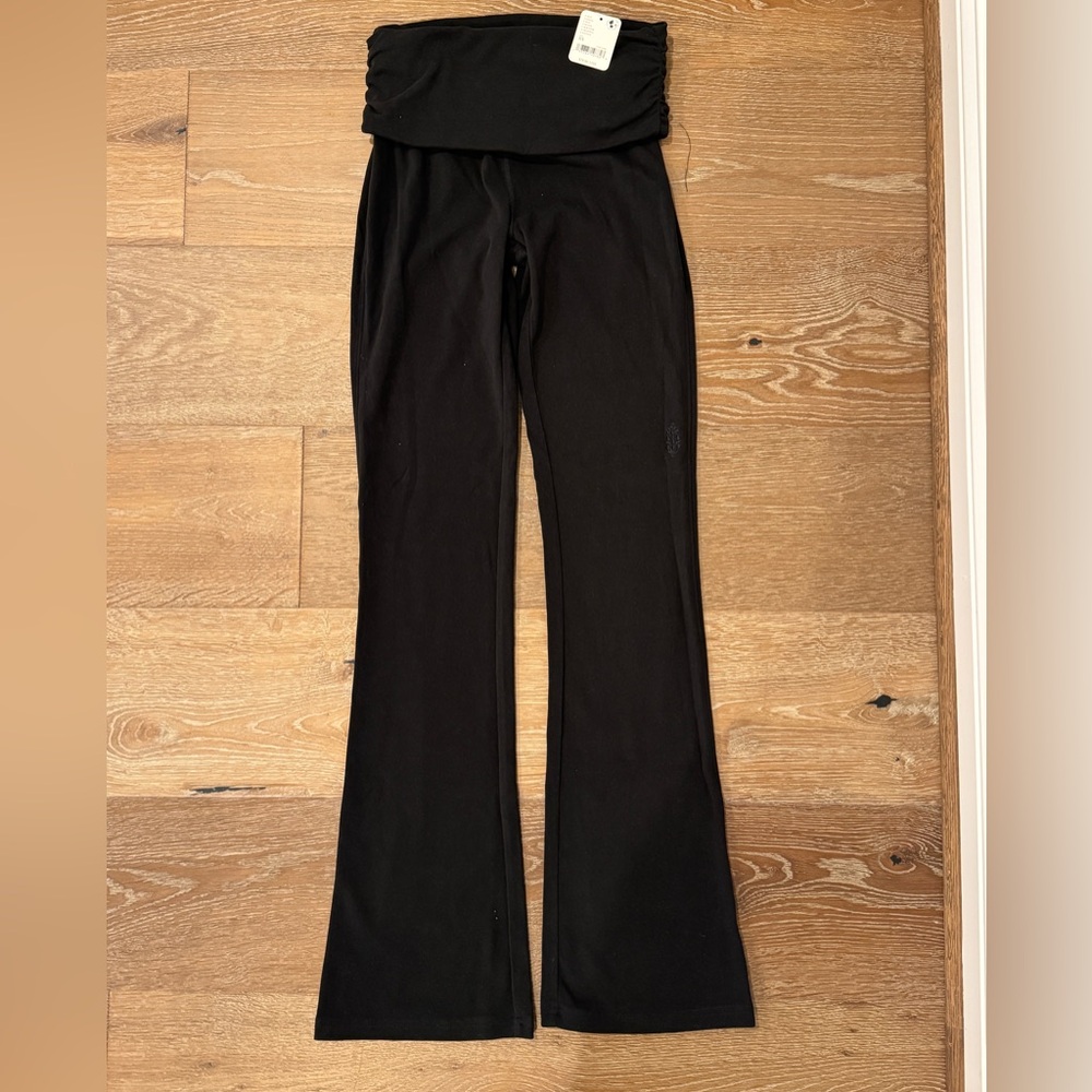 Free People Black Low Rise Foldover Flare Pants
